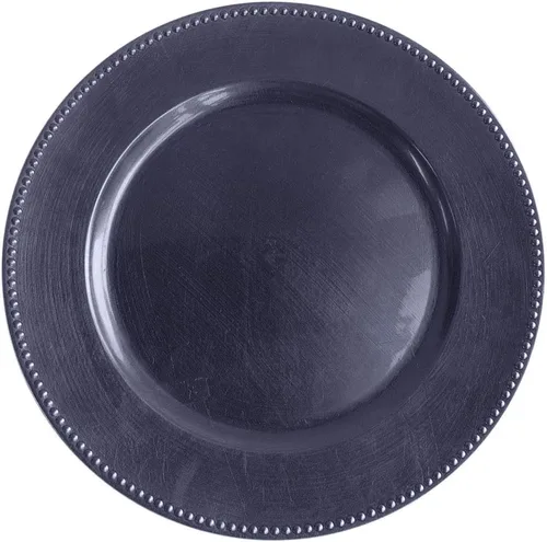Miniatura 6 de Tiger Chef Platos Base Negros con Cuentas para Cena, Redondos de 13 Pulgadas (Paquete de 6)