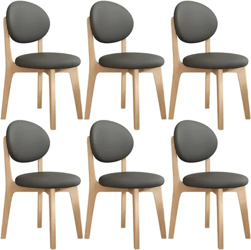Miniatura 34 de YVYKFZD Juego de sillas de comedor, sillas de cocina de madera maciza, silla de comedor de granja con respaldo curvo, silla tapizada de cuero