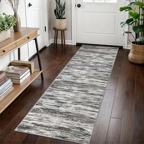 Miniatura 85 de SIILOOM 2 x 3 Alfombra moderna y abstracta para entrada, alfombra neutra azul marino gris multicolor súper suave de área pequeña, alfombras lavables