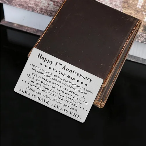 Miniatura 5 de Emideary Tarjeta de felicitación de 4 aniversario para marido y hombre Tarjeta de 4 años de aniversario de boda para él, esposo