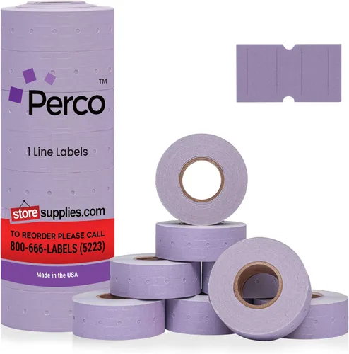 Miniatura 9 de Etiquetas azules Perco de 1 línea - 8 rollos, 1 funda, 8,000 etiquetas en blanco para pistolas de precio y fecha de 1 línea Perco - Fabricadas