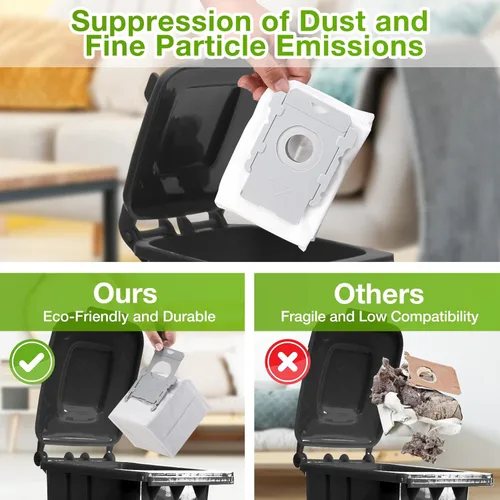 Miniatura 5 de Rowhalf Paquete de 8 bolsas de vacío, filtración eficaz de polvo, compatible con iRobot Roomba i& s & J Series, para i3+, i4+, i5+, i6+, J6+, i7