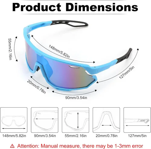 Miniatura 6 de FEISEDY Gafas de sol deportivas para hombres y mujeres, gafas de ciclismo con protección UV, para béisbol, esquí, correr, golf, B0082