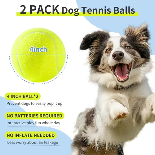 Miniatura 5 de susu & wuwu Pelota de tenis grande para perros, pelota de tenis grande de 4 pulgadas para perro, juguete de juego al aire libre para perros