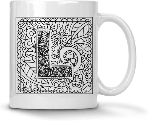 Miniatura 9 de Alankathy Mugs Taza de café monograma, 11 oz, color blanco (A)