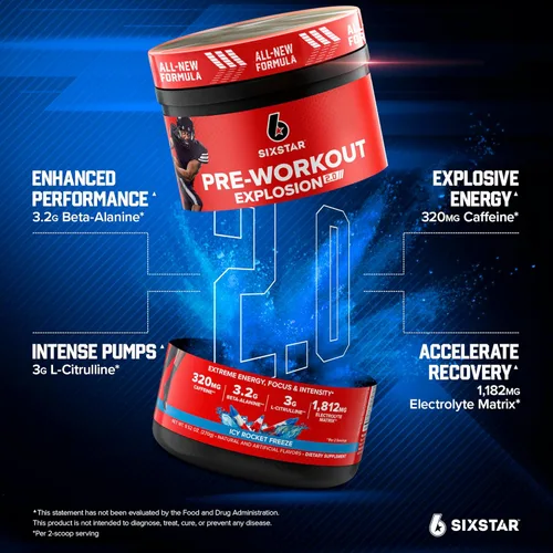 Miniatura 3 de Six Star Pre-Workout en polvo para hombres y mujeres, ICY Rocket Freeze (30 porciones) - Mezcla de bebida en polvo energético Preworkout Explosion