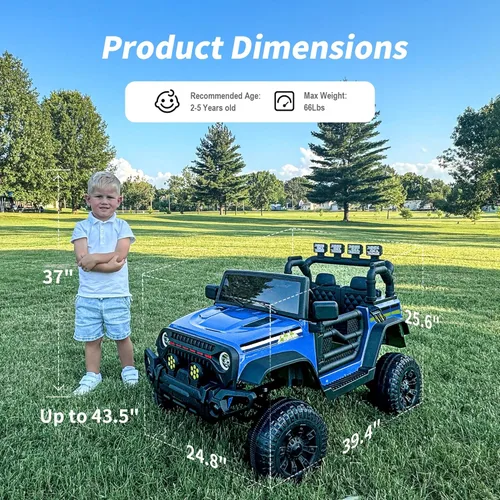 Miniatura 3 de Hikiddo - Coche eléctrico de 24 V para niños, vehículo eléctrico para montar, camioneta de juguete para niños pequeños de 3 a 5 años con control Azul