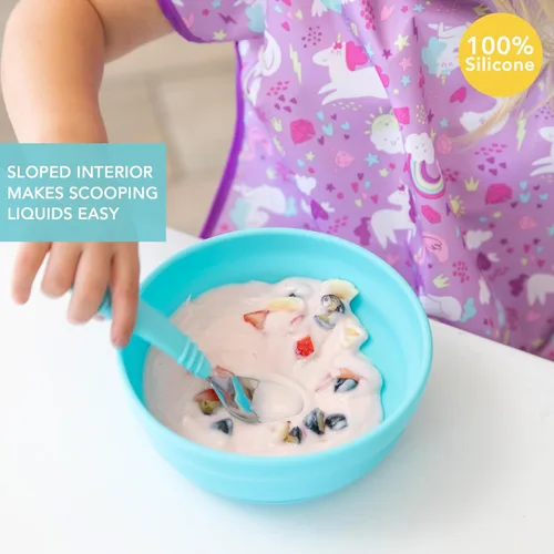 Miniatura 2 de Bumkins Cuenco para bebé, succión de silicona, para bebés, niños pequeños y niños, destete LED para bebés, esenciales para alimentación, silicona