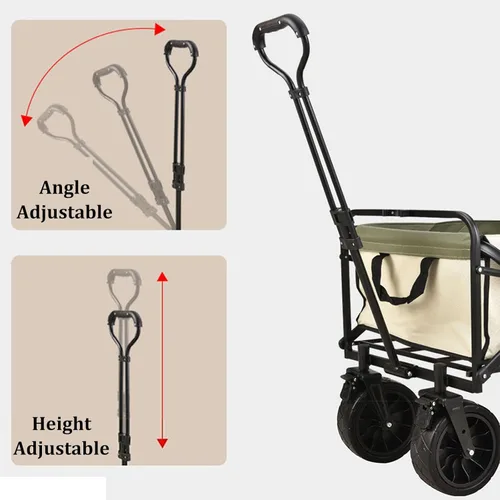 Miniatura 3 de Bgarden Carts,Beige Collapsible Wagon,Sports Outdoor Utility Wagon Folding Garden Wagon Sports Steel Frame Foldable Yard Car Camping Cart with Side