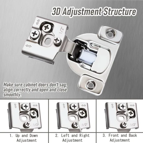 Miniatura 2 de Bisagras de cierre suave, paquete de 10 5 pares de bisagras superpuestas de 1 pulgada de cierre automático para armarios de cocina, marco frontal