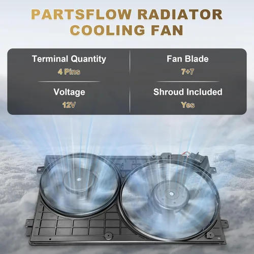 Miniatura 6 de Ensamble de ventilador de enfriamiento de radiador PartsFlow para Volkswagen Beetle/Passat 2012-2013 para Volkswagen Golf 2010-2013 para Volkswagen