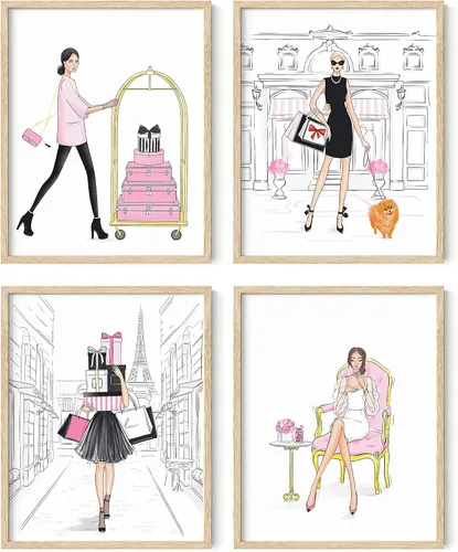 Miniatura 11 de HAUS AND HUES Decoración de pared de maquillaje para habitación de glamour, juego de 4 cuadros de moda para pared, arte de pared con lápiz labial