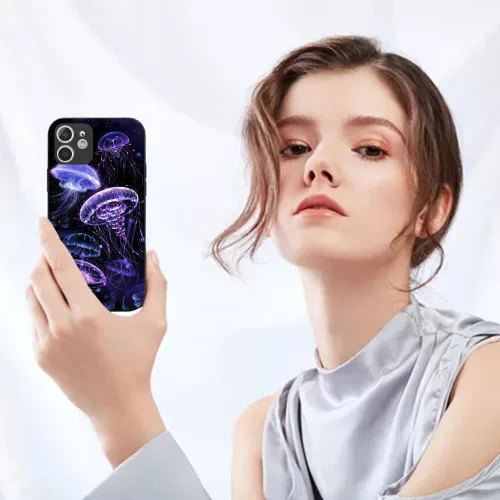 Miniatura 2 de Funda morada para iPhone 13 Pro Max, diseño de medusas marinas para niñas y mujeres, con funda de TPU suave para iPhone 13 Pro Max de 6.7 pulgadas