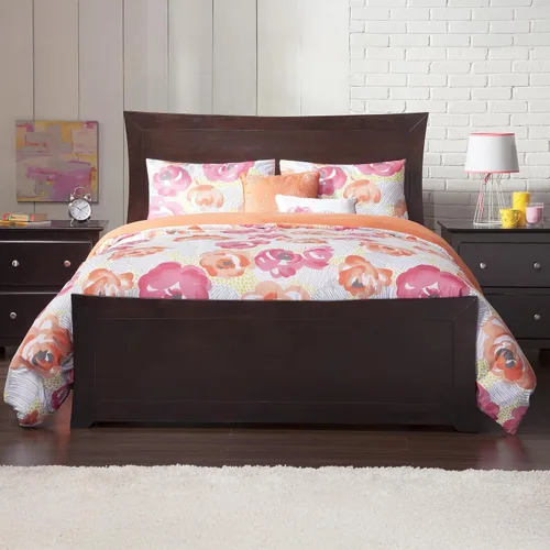 Miniatura 10 de AFI, Metro - Cama Queen de plataforma de madera de perfil bajo con estribo a juego, color espresso