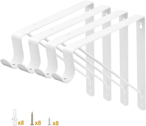 Miniatura 10 de Yarssihha Paquete de 2 Soportes para Barra de Armario, Soporte de Estante de Armario Montado en Pared de 12 x 10.4 Pulgadas, Soporte Negro