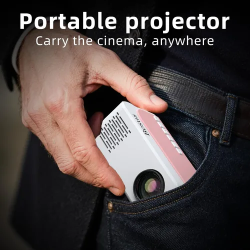 Miniatura 4 de Mini proyector, proyector de video WiFi HD 1080P, proyector portátil para exteriores con trípode, regalo para niños, cine en casa, proyector de Rosa