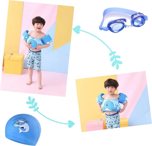 Miniatura 5 de Chaleco de natación para niños y niñas de 22 a 66 libras - Chaleco de natación, chaquetas, flotadores, flotadores de brazo, compañero de Azul ballena