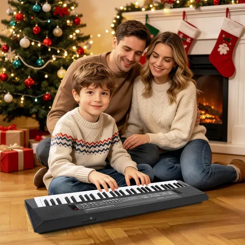 Miniatura 7 de M SANMERSEN Teclado de música para niños, juguete de piano electrónico portátil de 61 teclas con micrófono, herramienta de enseñanza