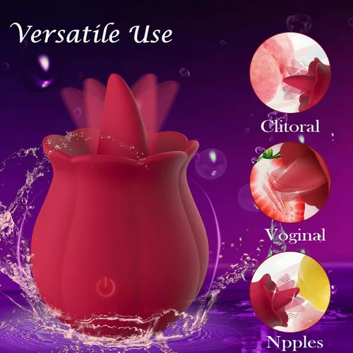 Miniatura 3 de Vibrador de lengua y clítoris con diseño de rosa, estimulador de vibración juguete sexual para mujeres Juguete para lamer rosa para adultos 10