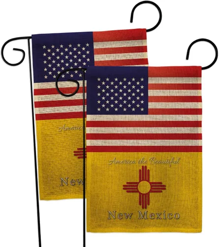 Banderas de jardín de arpillera de Estados Unidos Nuevo México, paquete de 2 unidades regionales de Estados Unidos, territorios americanos,