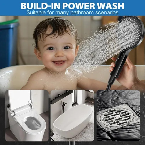 Miniatura 7 de Cabezal de ducha, cabezal de ducha de lluvia de 12 pulgadas con combo de rociador de mano y brazo de extensión ajustable, manguera de lluvia de alta