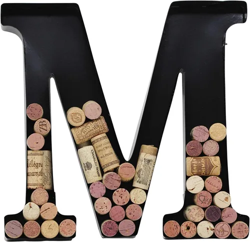 Miniatura 20 de Made Easy Kit Letra de metal para corchos de vino, monograma para atesorar recuerdos y soporte con kit de montaje en pared gratuito A-Z