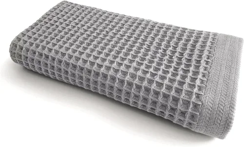 K-25 Toallas de punto gofre para baño, toalla K25 de secado rápido 100% algodón, ligera, suave (toalla de baño, gris escarcha)