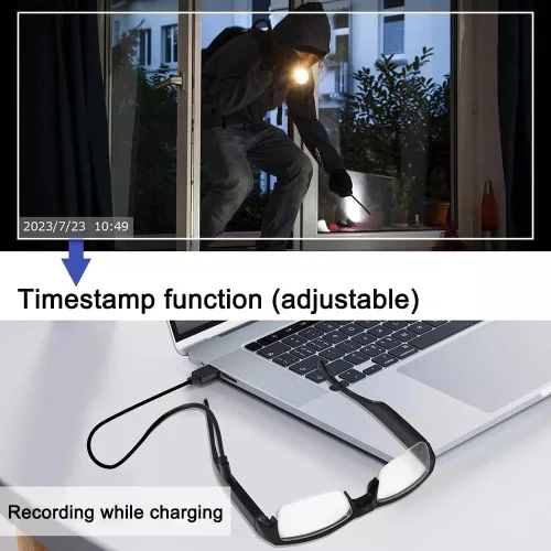Miniatura 3 de LIMIETE - Lentes espía de 128 GB – Lentes de cámara oculta HD de 1080p, sin WiFi, marco ligero de 1.34 oz, grabación de 95 minutos, enchufar y usar