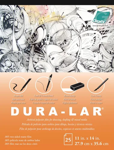 Miniatura 53 de Grafix Dura-Lar Película de 0.002", Ultra Transparente, Brillante 40" x 50', Material, Alternativa de Mylar/Acetato para, Plantillas y Plantillas