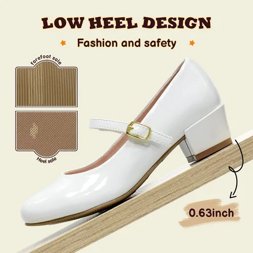 Miniatura 5 de Zapatos de vestir para niñas, zapatos de vestir Mary Jane para niñas, zapatos de princesa para boda, fiesta, niña, zapatos escolares de tacón bajo
