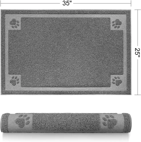 Miniatura 8 de Tapete de alimentación de mascotas para perros y gatos grandes, 35 x 25 pulgadas, flexible e impermeable para alimentos y agua, tapete de comida
