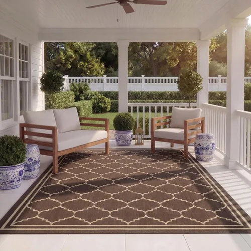 Miniatura 11 de SAFAVIEH Alfombra lavable para exteriores, colección Courtyard de 2.3 x 6.7 pies, color negro y crema, no desprende pelusa y de fácil limpieza