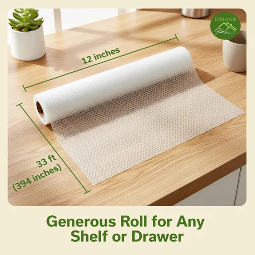 Miniatura 5 de EVALAND Forro antideslizante de 12 pulgadas x 33 pies (394 pulgadas), forro de cocina EVA, forro no adhesivo, forro original para estantes lisos