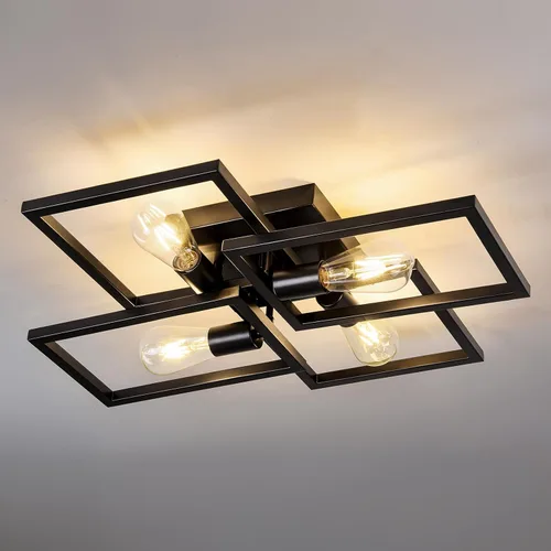 Miniatura 11 de ASGYISA Lámpara de Techo Semiempotrada de 8 Luces, Candelabro Sputnik de Metal Vintage Moderno Negro, Lámpara de Techo para Dormitorio Cocina