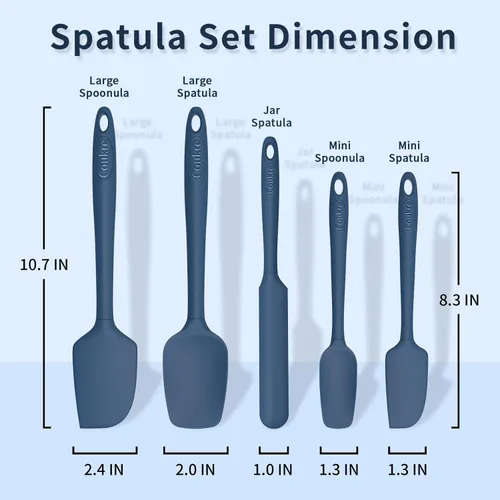 Miniatura 2 de Coukre Juego de 5 espátulas de silicona, resistentes a altas temperaturas, silicona de grado alimenticio, aptas para lavavajillas, para hornear