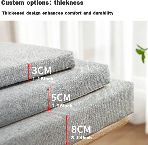 Miniatura 5 de Cojines de banco personalizados, almohadillas de banco antideslizantes, cojín de asiento de muebles de espuma gruesa, cojín de ventana de bahía