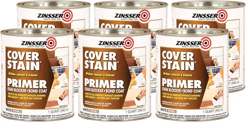 Miniatura 9 de Zinsser 03504 sellador para imprimación, de aceite, para cubrir manchas, para uso en interiores y exteriores, de 1 cuarto de galón, blanco