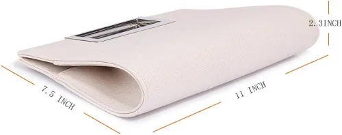Miniatura 3 de WALLYNS Bolso de mano para mujer piel sintética pajilla fiesta de noche agarre de metal con correa de cadena para el hombro