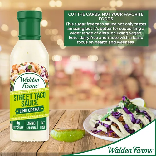 Miniatura 6 de Walden Farms Street Taco Sauce Lime Cream - Sin calorías, sin gluten, baja en carbohidratos, apta para dieta cetogénica, sin azúcar, sabor a crema