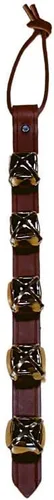 Warner Arctic Sleigh Bells - Timbres decorativos de cuero para puerta (15 pulgadas con 5 campanas, cuero marrón con campanas plateadas)