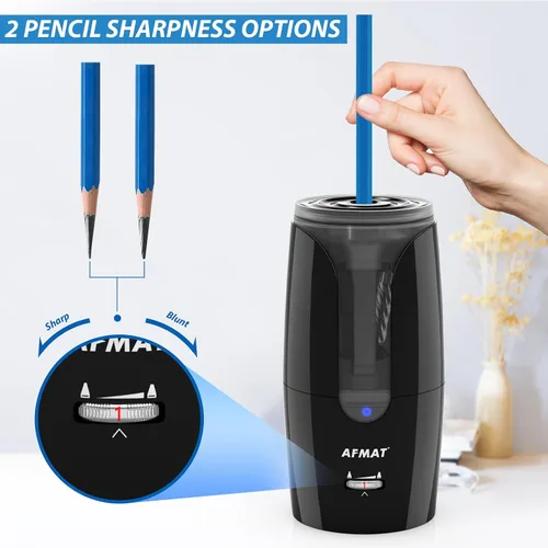 Miniatura 3 de AFMAT - Sacapuntas recargable de punta larga para artista, afilado rápido y parada automática, 8-17 mm de punta larga, sacapuntas eléctrico