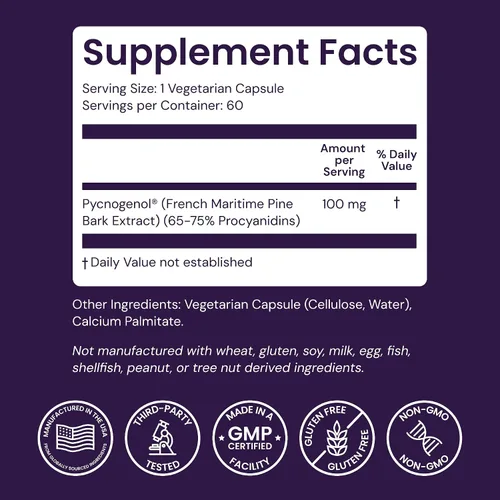 Miniatura 4 de Healthy Origins Pycnogenol (Nature's Super Antioxidant) 100 mg, 60