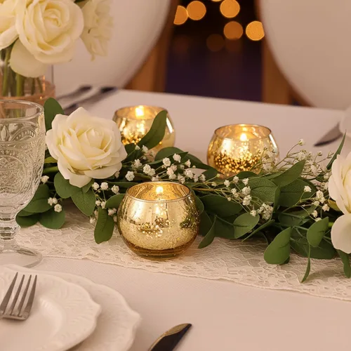 Miniatura 2 de 12 portavelas votivas doradas, portavelas de vidrio de mercurio dorado, decoraciones Diwali para el hogar, centros de mesa de boda para mesas