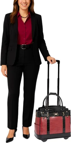 Miniatura 2 de JKM & Company Bolsa con ruedas para laptop para mujer, maletín con ruedas de diseño, se adapta a portátiles de 13 a 17 pulgadas, estuche