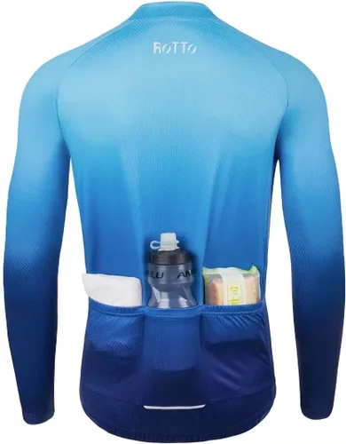 Miniatura 2 de ROTTO Camiseta de ciclismo para hombre, manga larga, color degradado