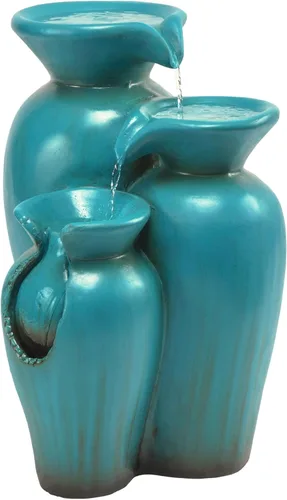 Miniatura 7 de Alpine Corporation DIG246TUR - Fuente de agua para macetas de 3 niveles de 21 pulgadas, función de agua de cerámica en cascada con bomba incorporada