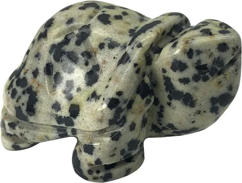 Fekuar Estatua de tortuga de piedra de jaspe de dálmata, escultura coleccionable de animales de tortuga tallada a mano, cristal curativo Fengshui,