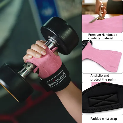 Miniatura 3 de Correas de muñeca para levantamiento de pesas con muñequeras, muñequeras de cuero para levantamiento de pesas, correas de agarre para levantamiento