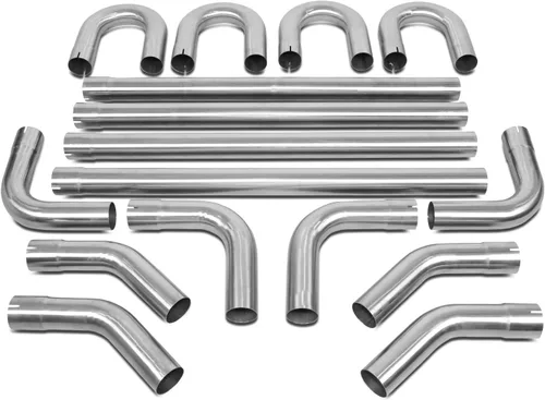 Miniatura 11 de DNA Motoring ZTL-25SS 16 piezas de tubo de escape personalizado de acero inoxidable de 2.5 pulgadas, kit de tubo de escape recto y U-Bend, ajuste