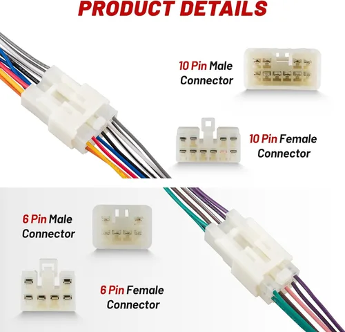 Miniatura 5 de RED WOLF Arnés estéreo para Toyota 1992-2019, Subaru 2010-2019, arnés de cable de radio hembra + conector macho sin sistema JBL añade amplificador